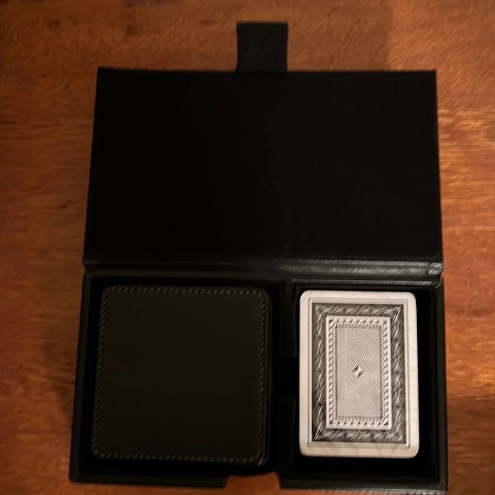 NWOT storage box with deck of cards and 4 coasters
